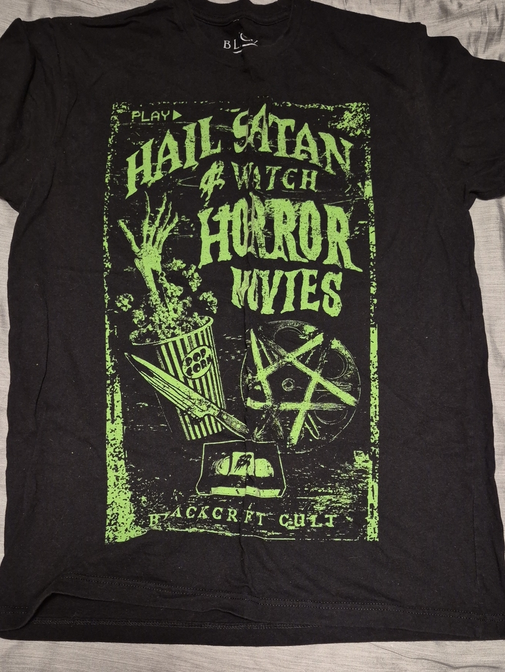 Black Graphic Horror Movie Tee - Unbranded